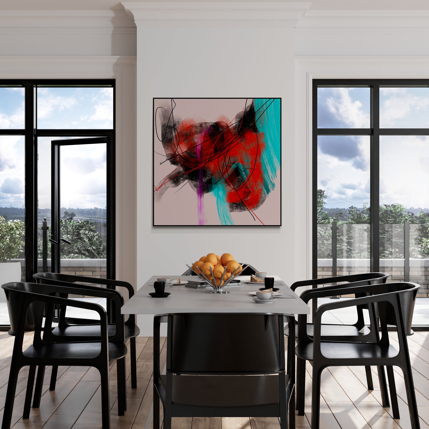 Abstract canvas art print with artistic finish purple wall art Scandinavian style