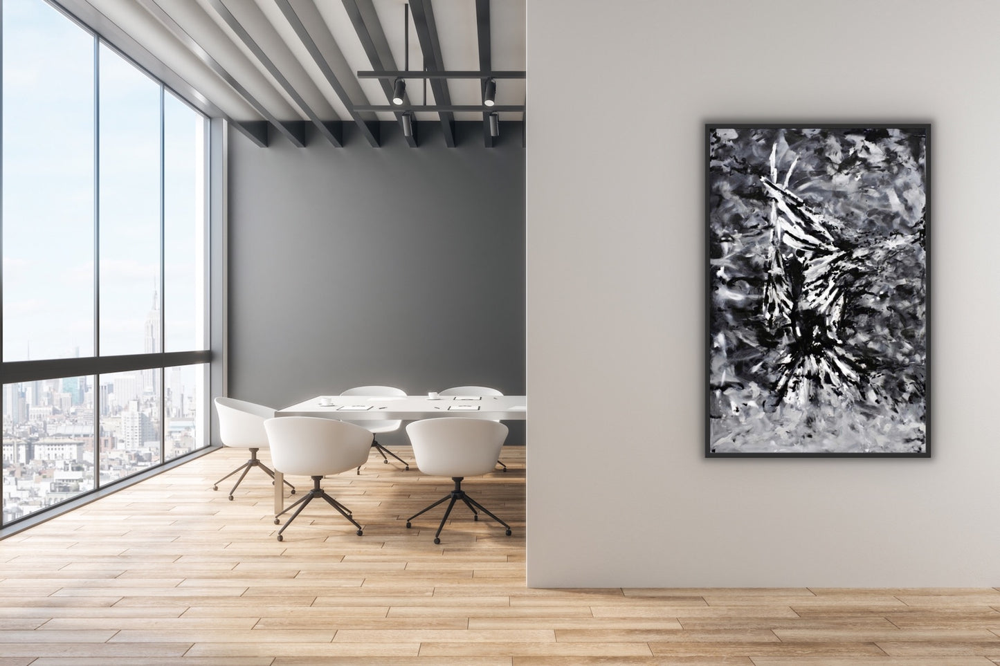 CANVAS PRINT "Distorted" art contemporary wall art black and white