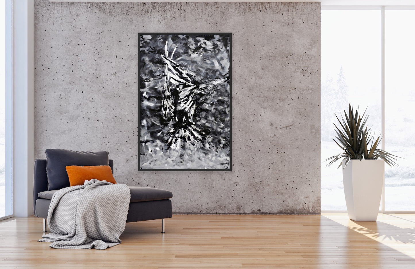 CANVAS PRINT "Distorted" art contemporary wall art black and white