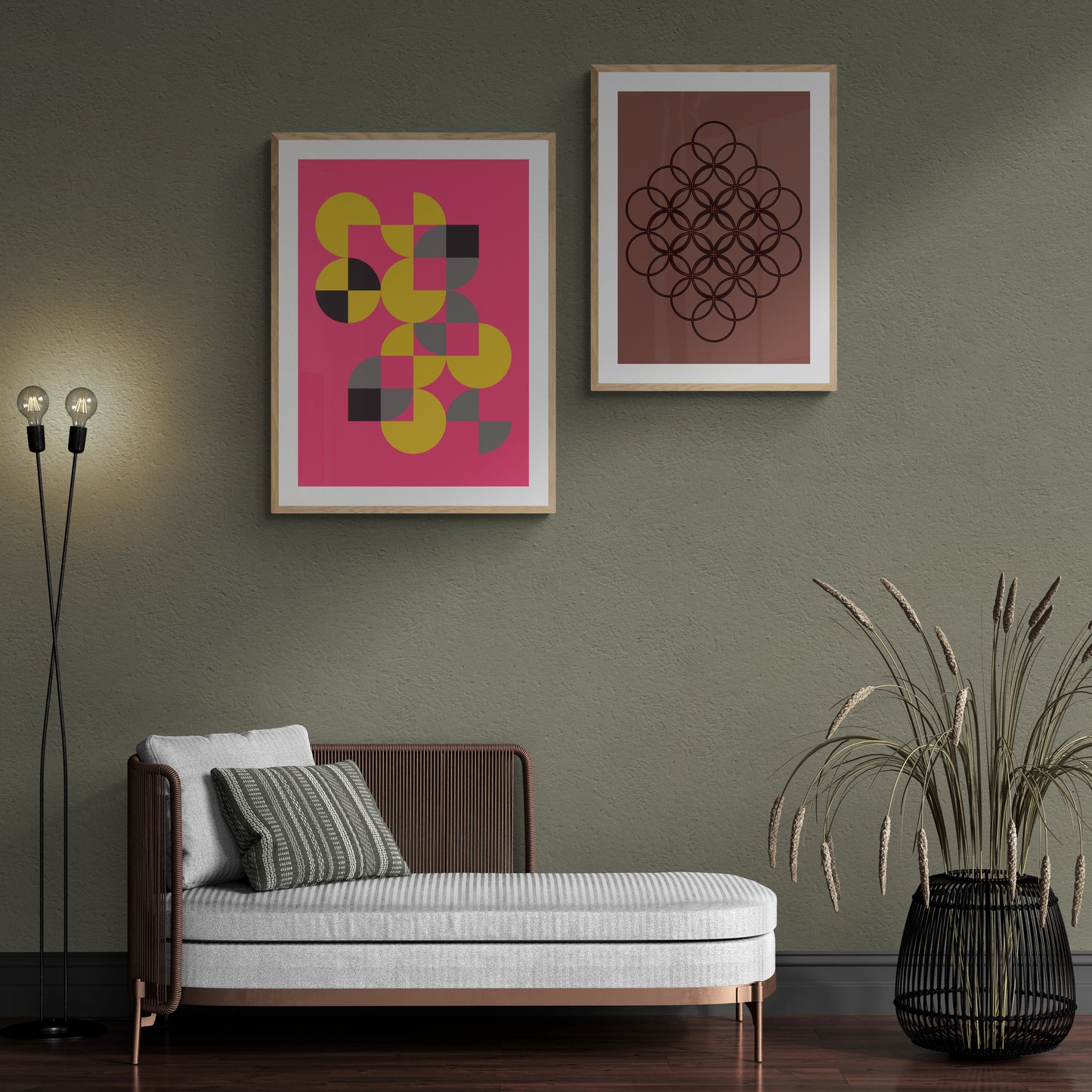 Wall art poster contemporary graphic design art work abstract, physical item prints Bauhaus inspired Scandinavian Swedish interior design