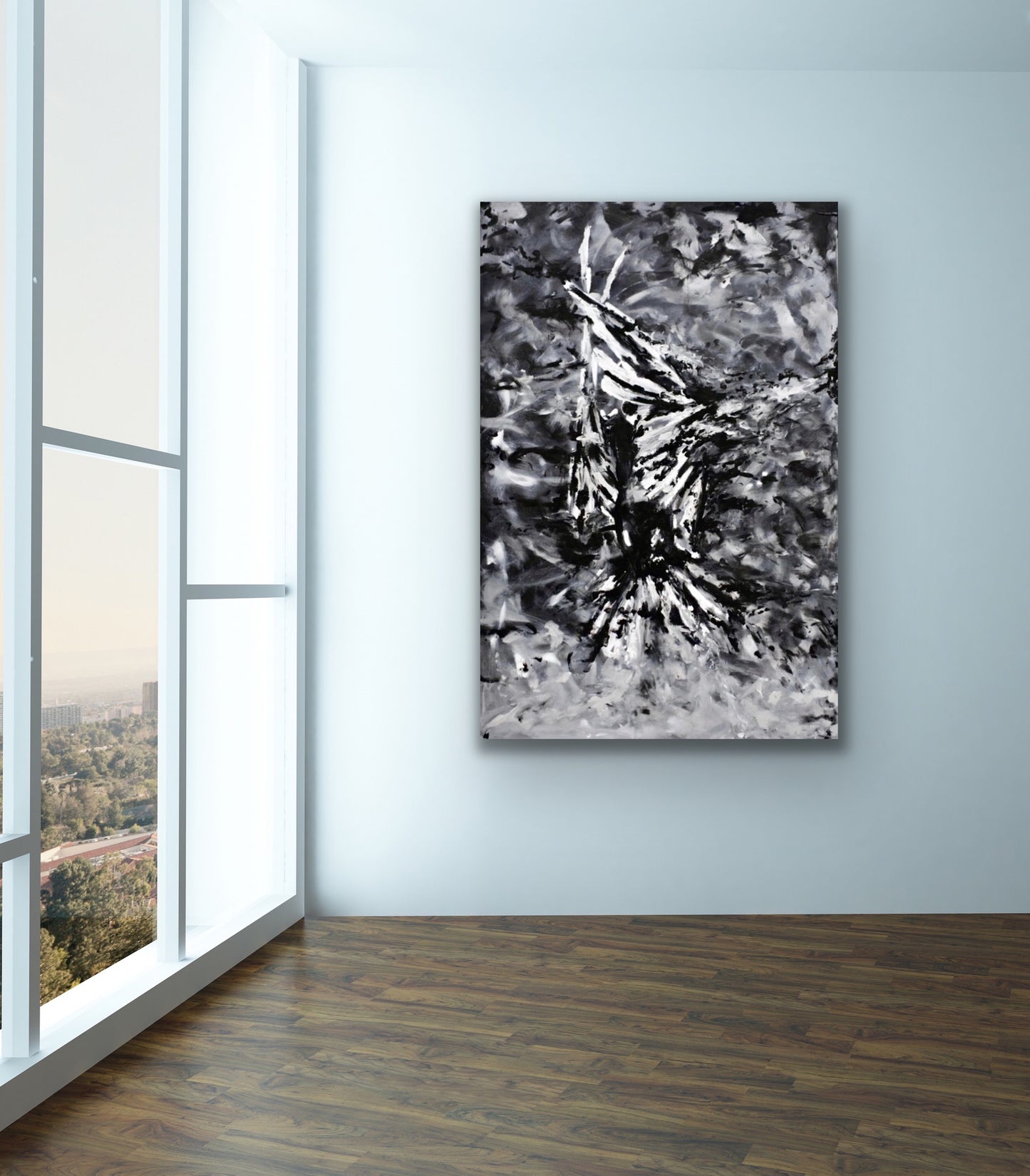 CANVAS PRINT "Distorted" art contemporary wall art black and white