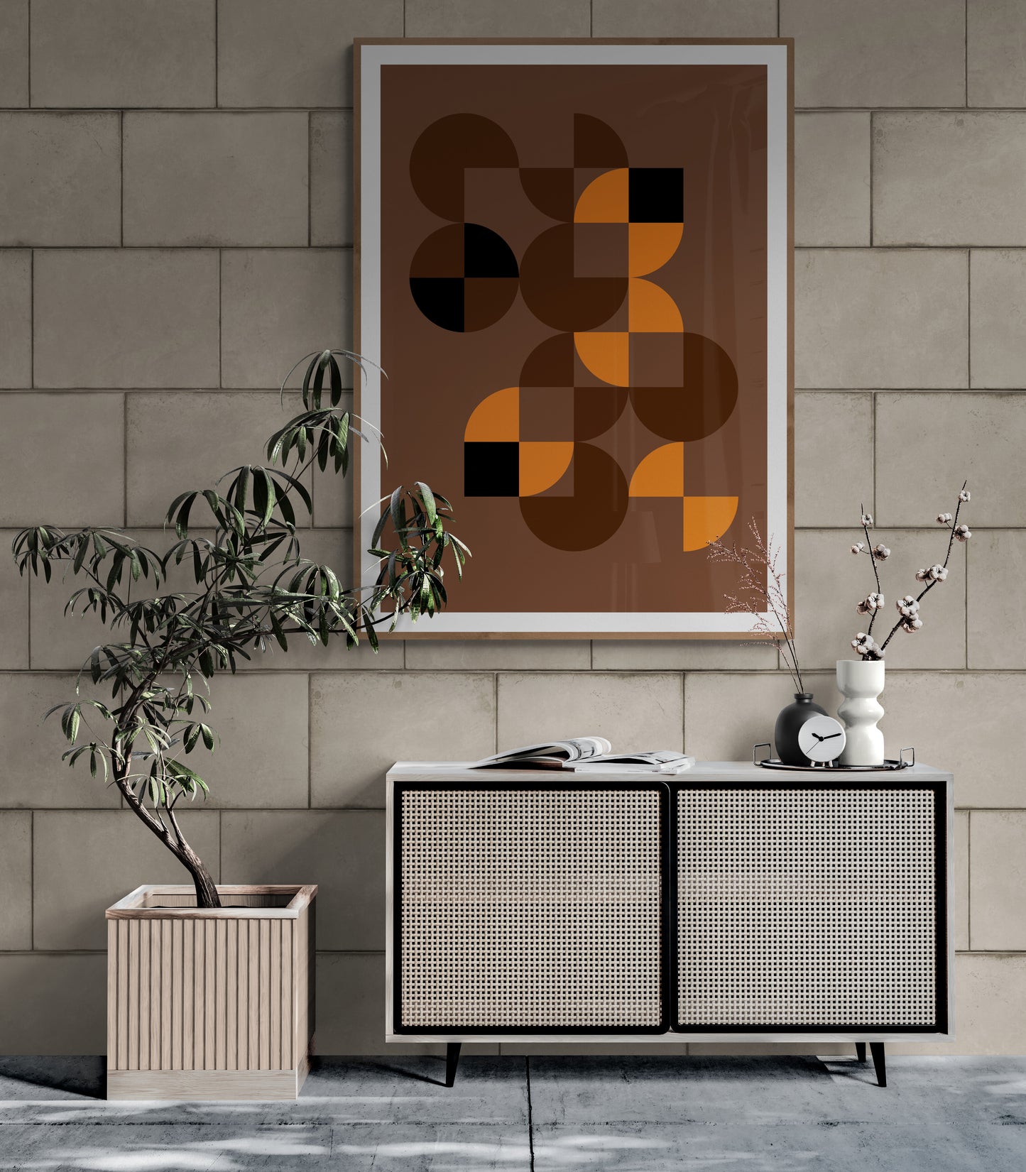 Wall art poster contemporary graphic design art work abstract, physical item prints Bauhaus inspired Scandinavian Swedish interior design