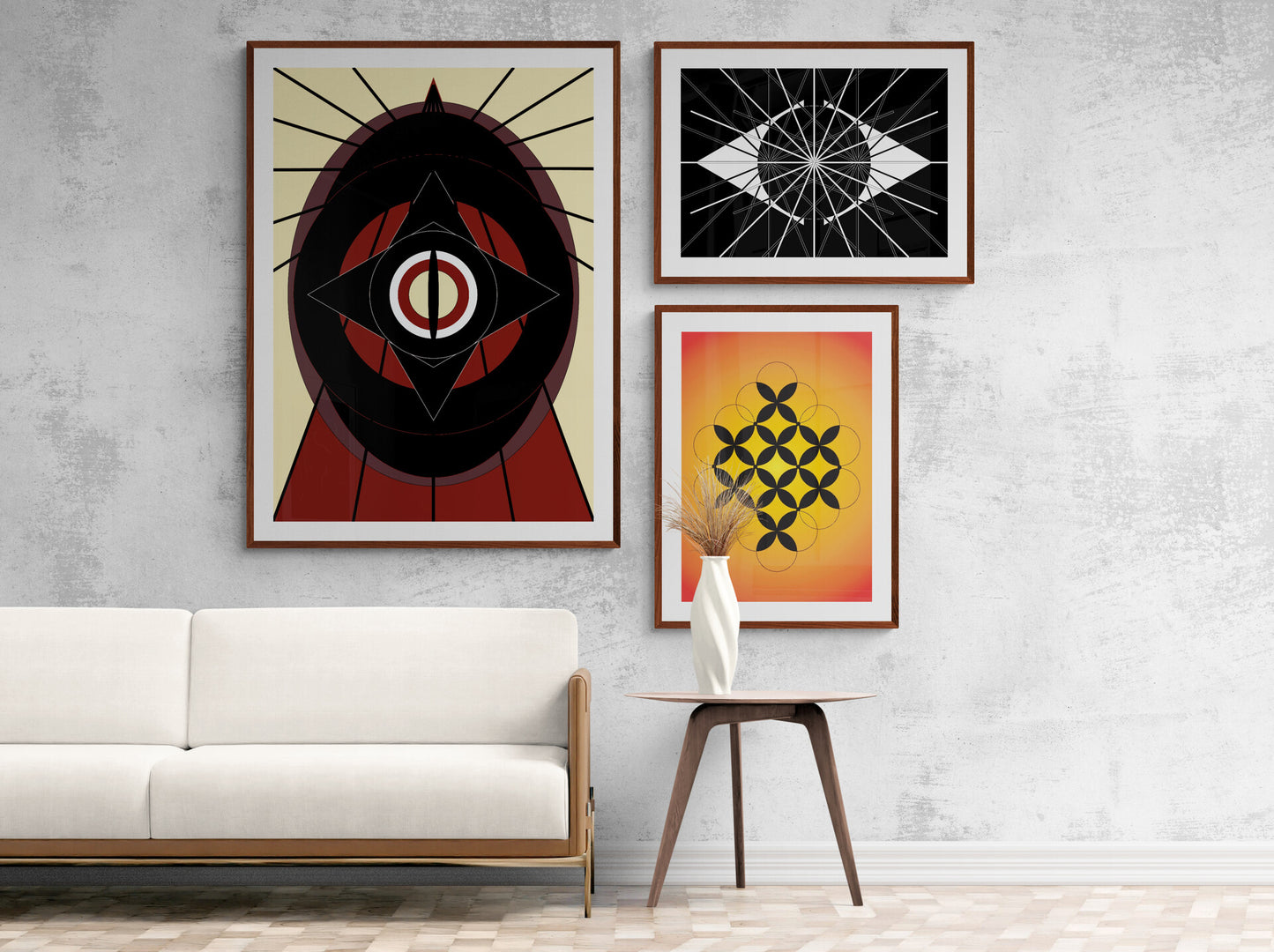 Wall art poster contemporary graphic design art work abstract, physical item prints Bauhaus inspired Scandinavian Swedish interior design