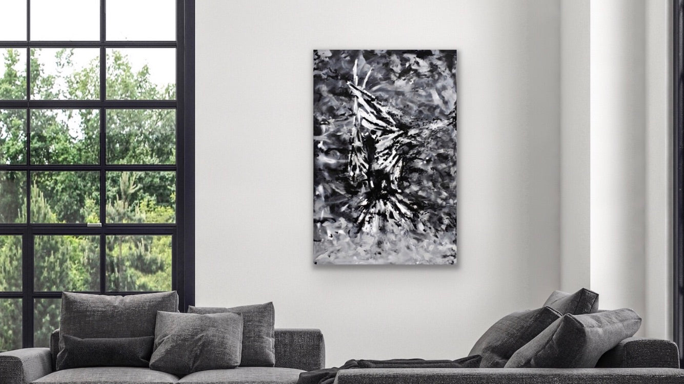 CANVAS PRINT "Distorted" art contemporary wall art black and white