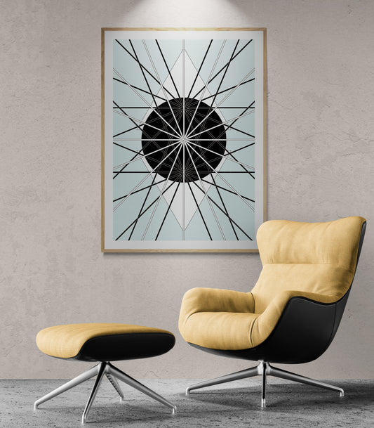 Wall art poster contemporary graphic design art work abstract, physical item prints Bauhaus inspired Scandinavian Swedish interior design