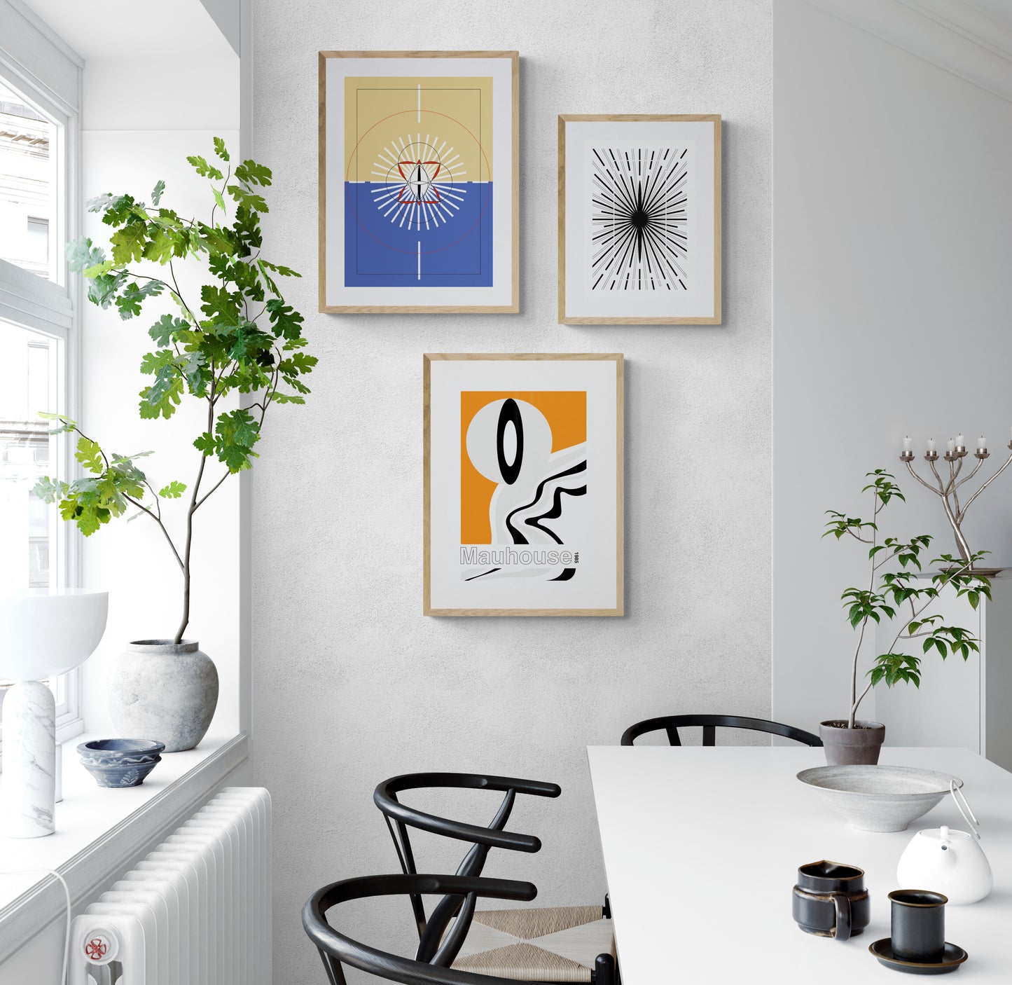 Wall art poster contemporary graphic design art work abstract, physical item prints Bauhaus inspired Scandinavian Swedish interior design