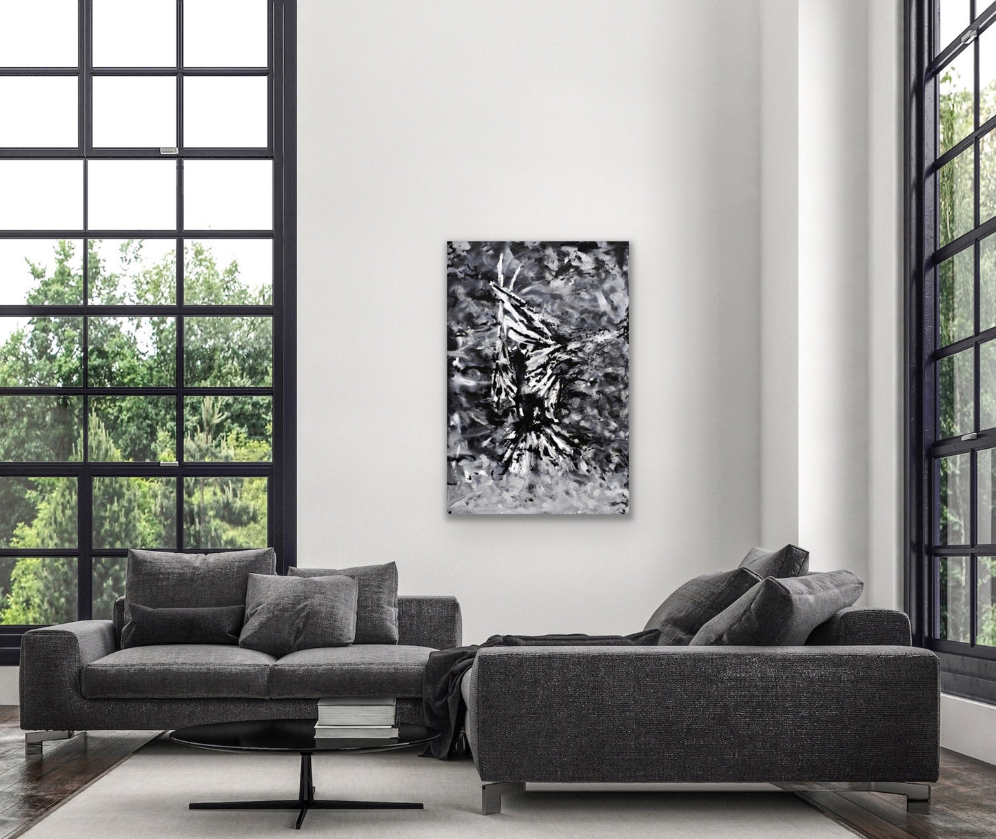 CANVAS PRINT "Distorted" art contemporary wall art black and white