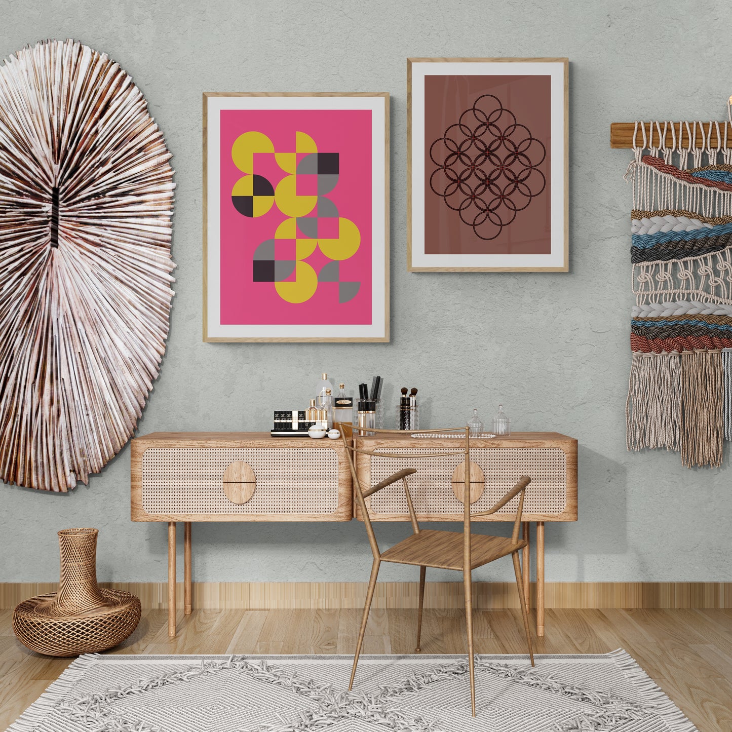 Wall art poster contemporary graphic design art work abstract, physical item prints Bauhaus inspired Scandinavian Swedish interior design