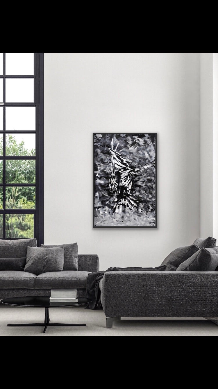 CANVAS PRINT "Distorted" art contemporary wall art black and white