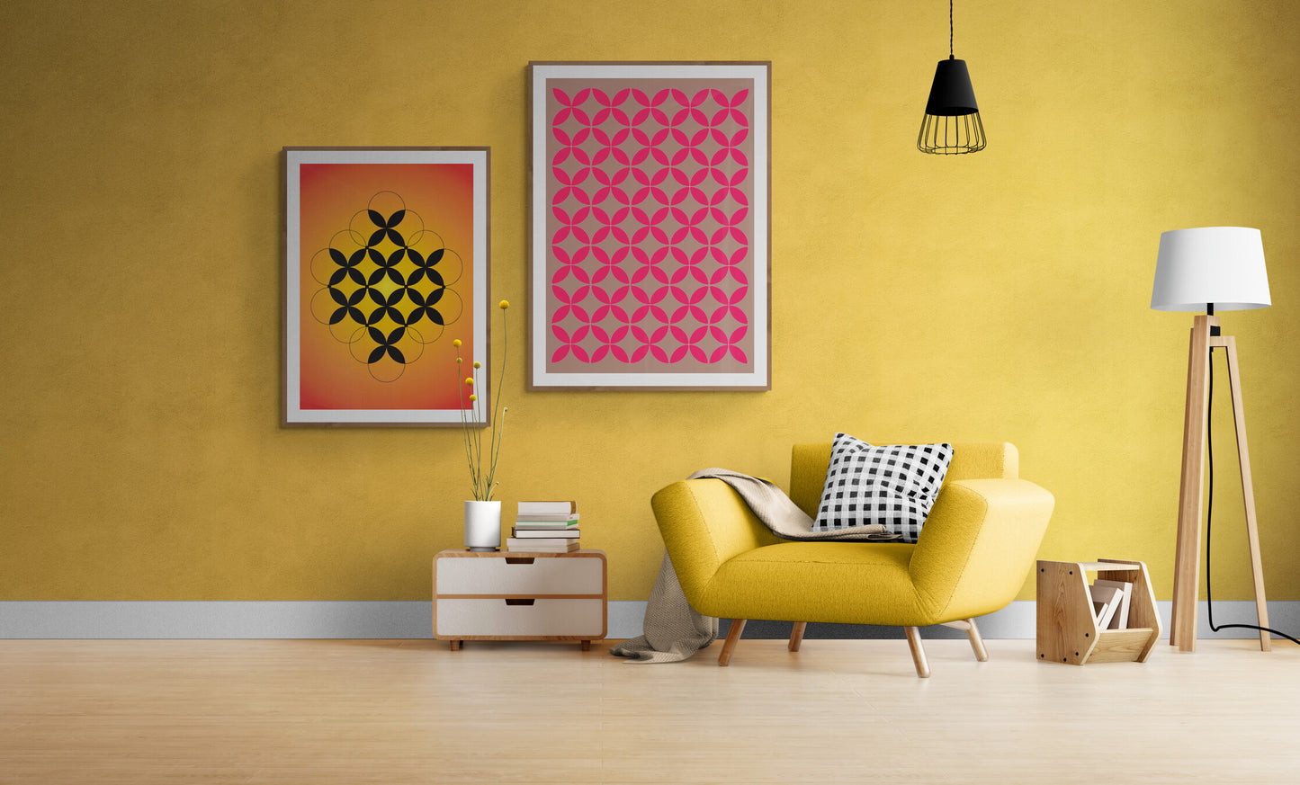 Wall art poster contemporary graphic design art work abstract, physical item prints Bauhaus inspired Scandinavian Swedish interior design