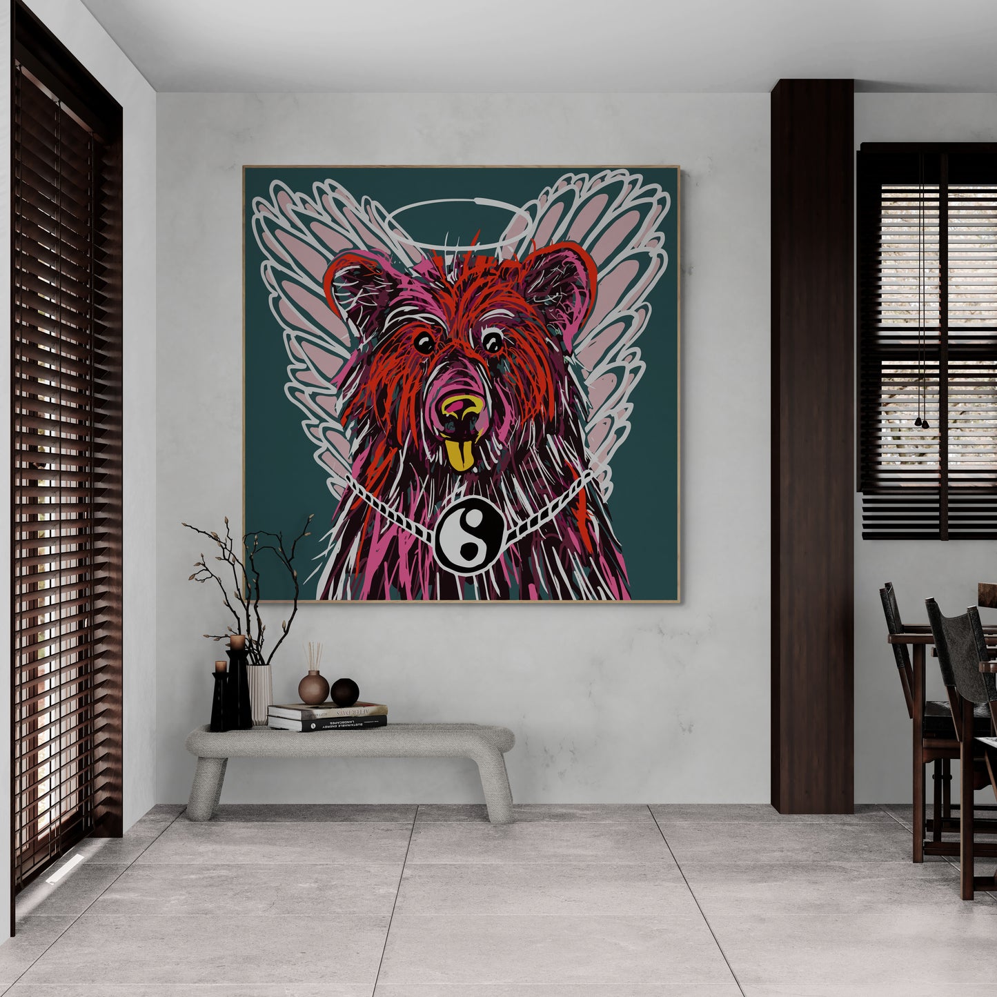 Abstract bear graphic design canvas art print with artistic finish wall art Scandinavian style