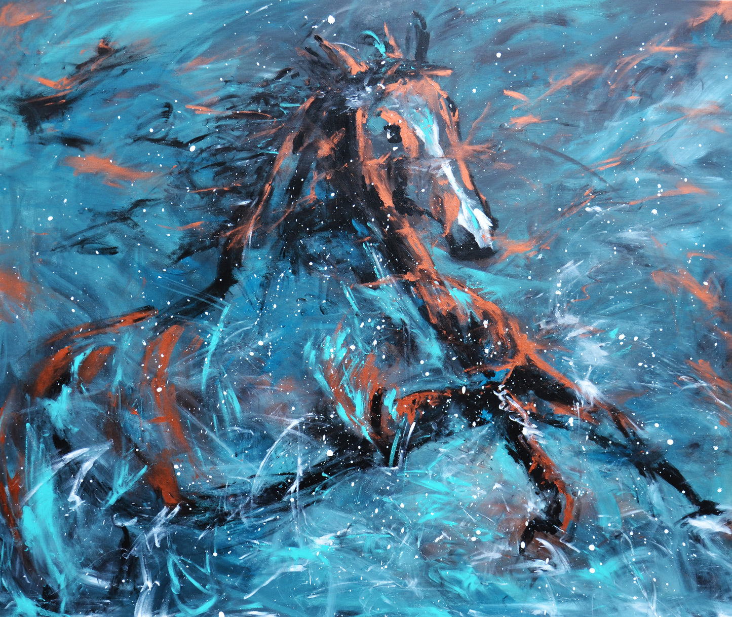 Abstract stallion horse art canvas print painting with artistic feeling