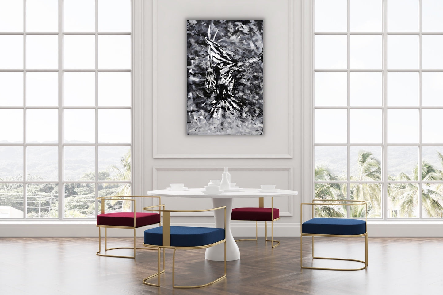 CANVAS PRINT "Distorted" art contemporary wall art black and white