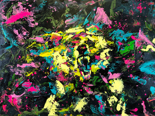 Abstract canvas art print contemporaty painting "Mama bear" colourful wall art