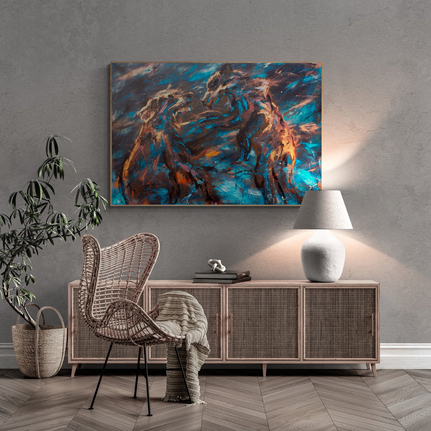 FINE ART PRINT Abstract "Bear brothers" with artistic finish wall art Scandinavian style (kopia)