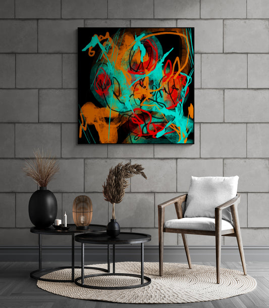 Abstract canvas Colourful art print with artistic finish Scandinavian style