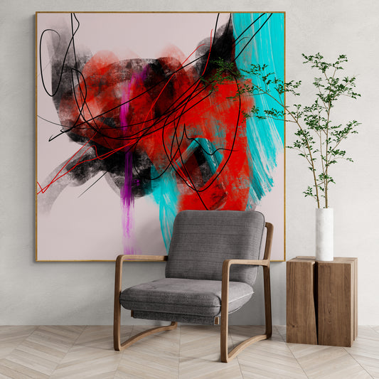 Abstract canvas art print with artistic finish purple wall art Scandinavian style