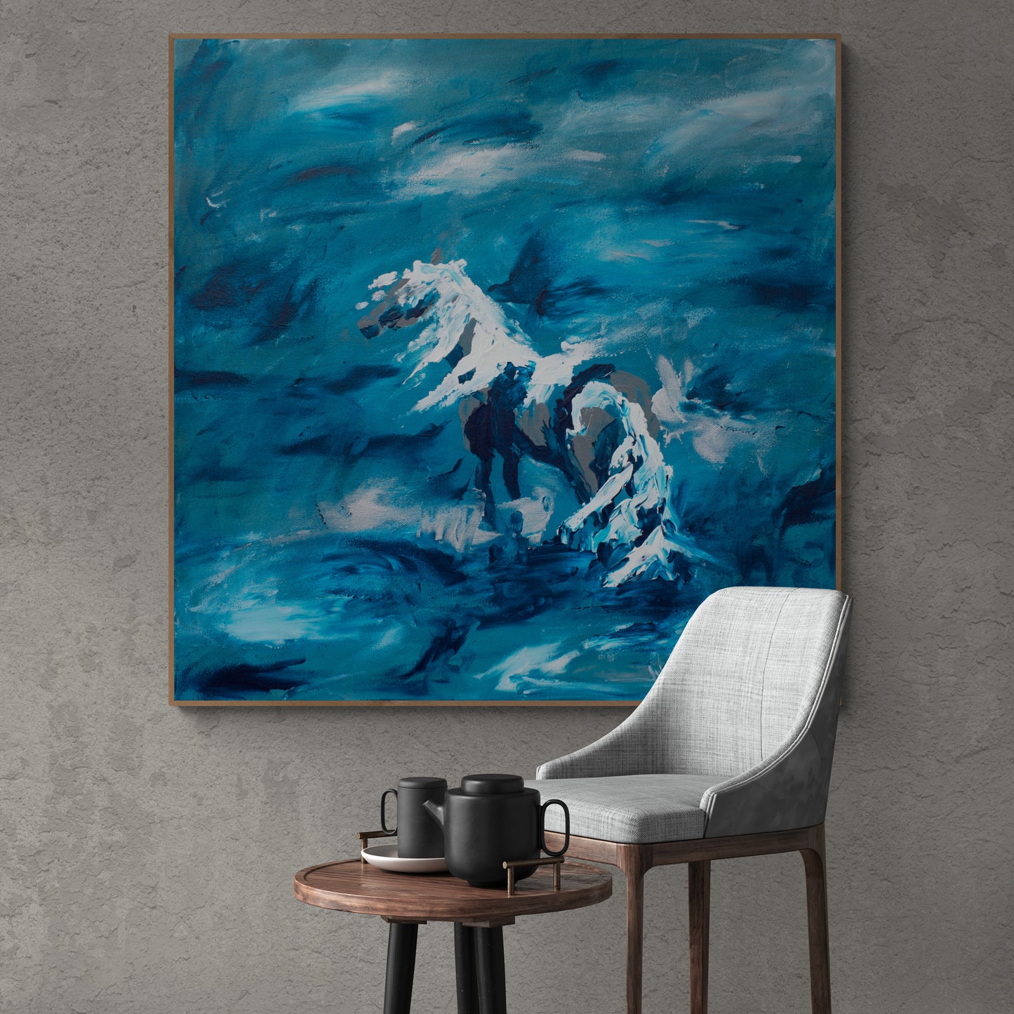 CANVAS PRINT abstract horse in horizion with artistic finish wall art Scandinavian style