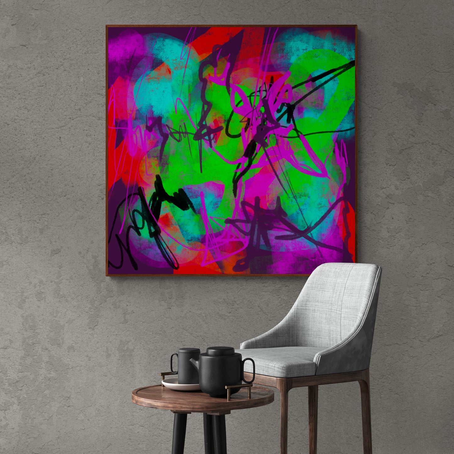 Abstract canvas art print with artistic finish purple wall art Scandinavian style