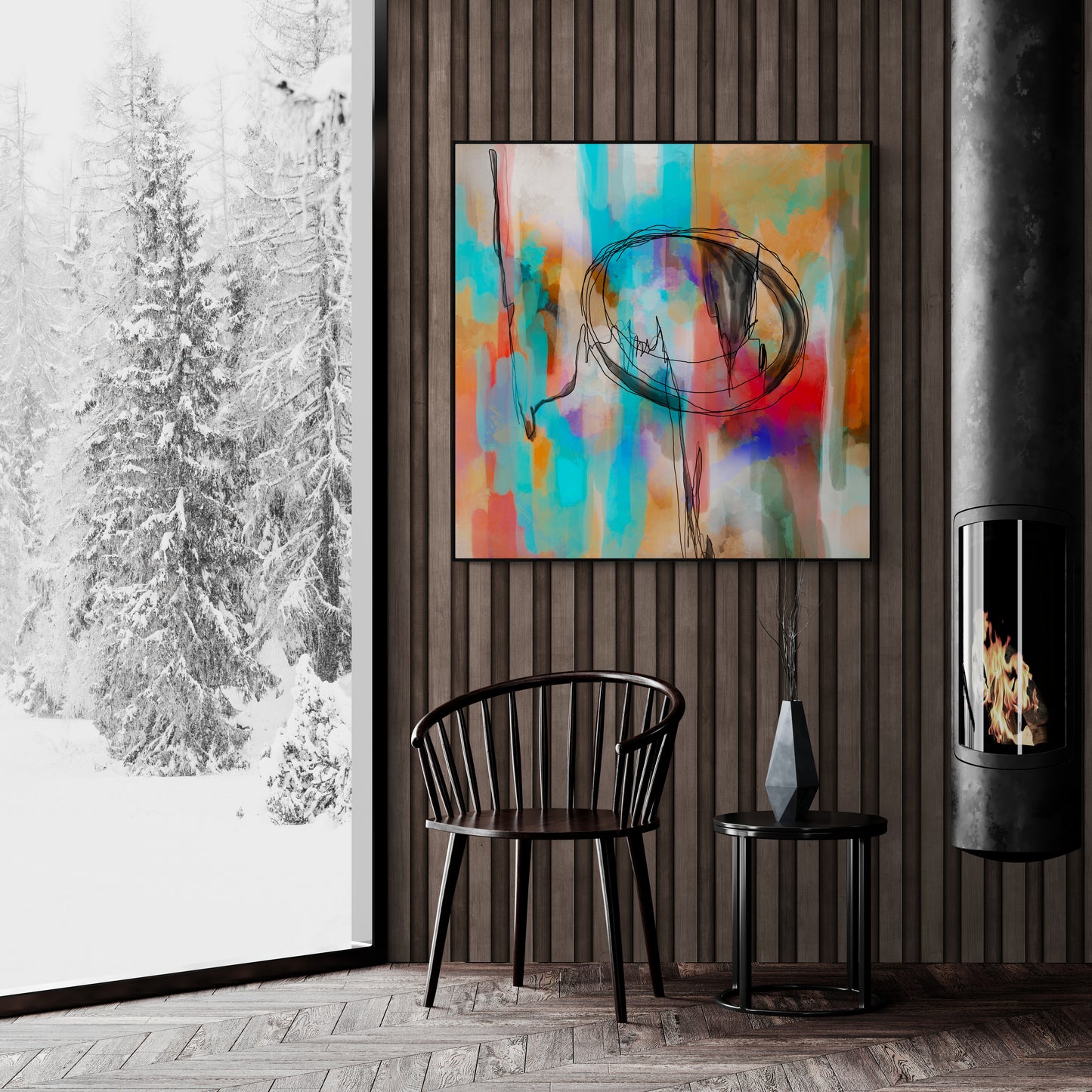 Abstract canvas art print with artistic finish Scandinavian style