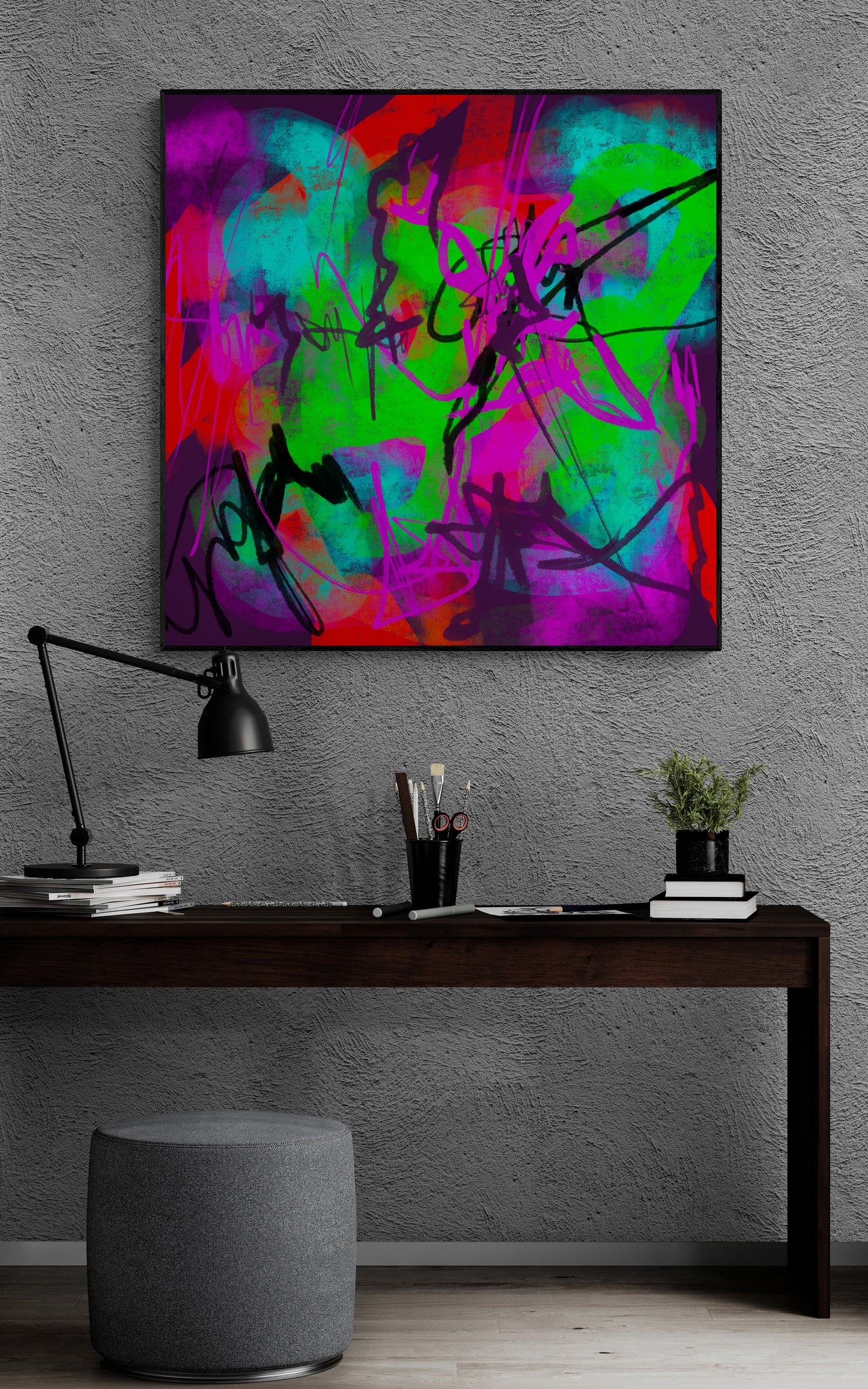 Abstract canvas art print with artistic finish purple wall art Scandinavian style