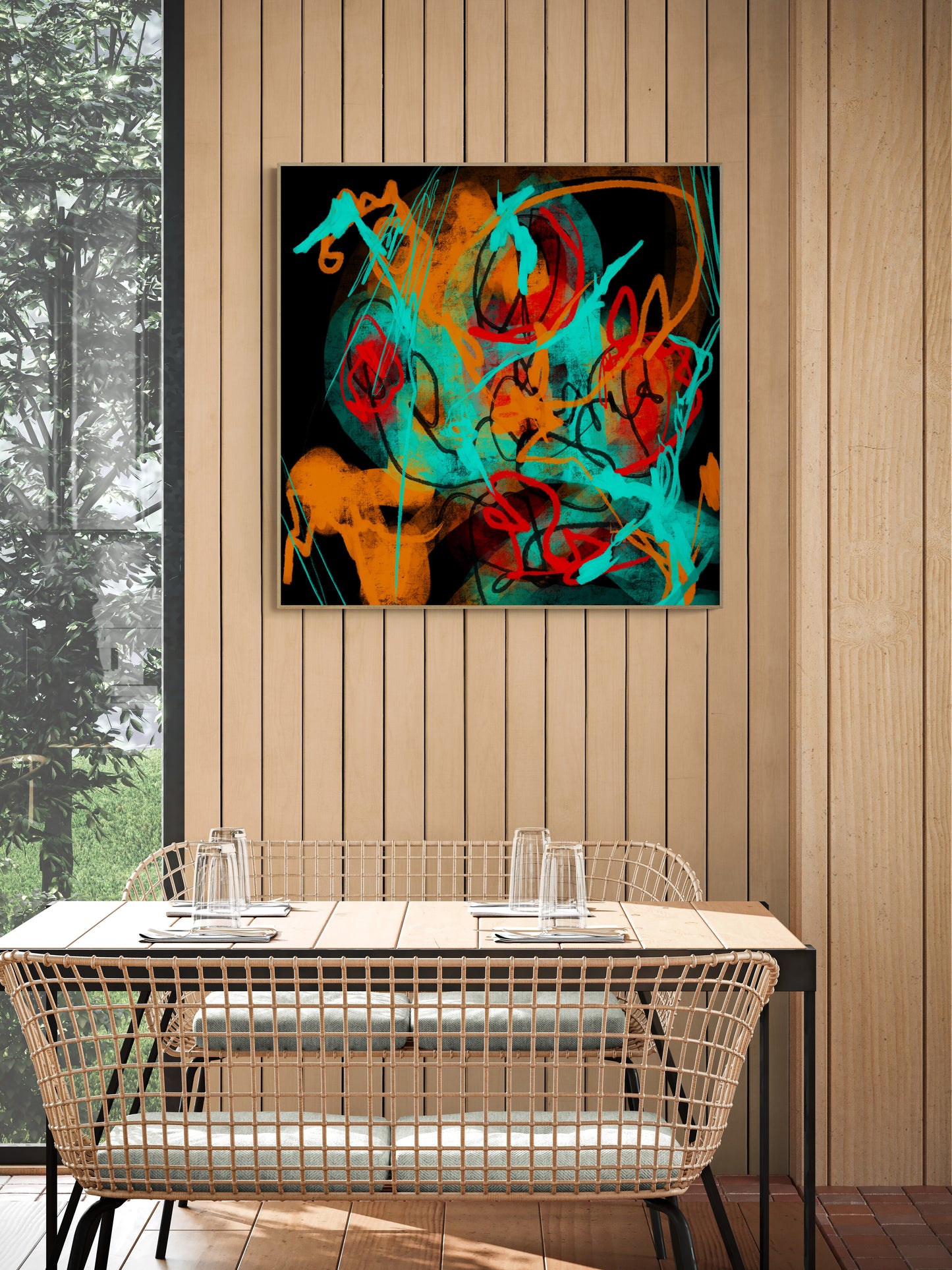 Abstract canvas Colourful art print with artistic finish Scandinavian style