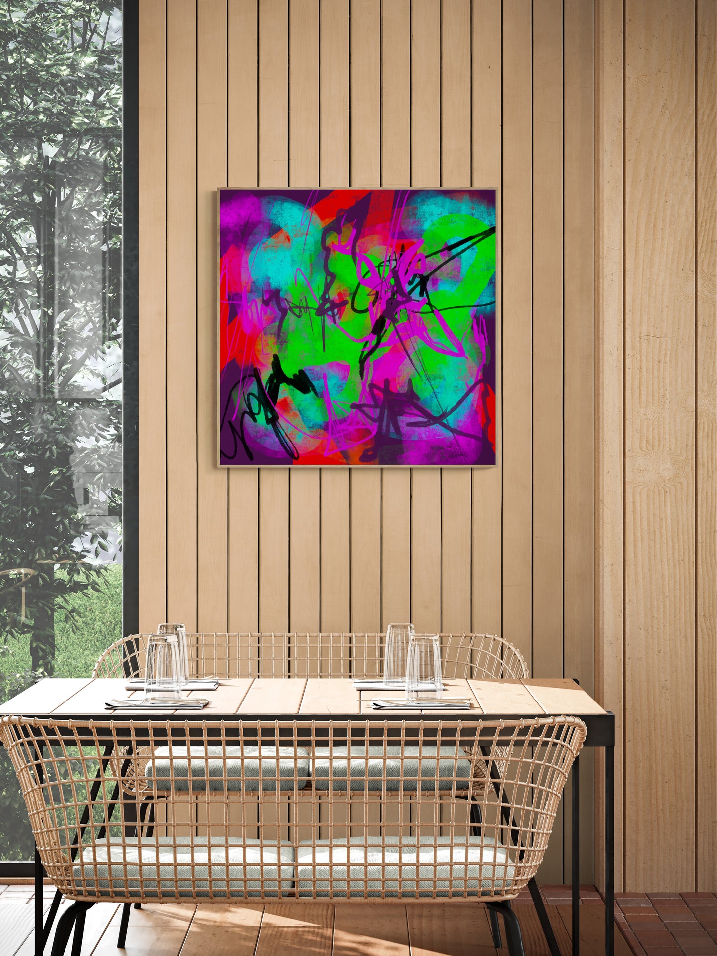 Abstract canvas art print with artistic finish purple wall art Scandinavian style