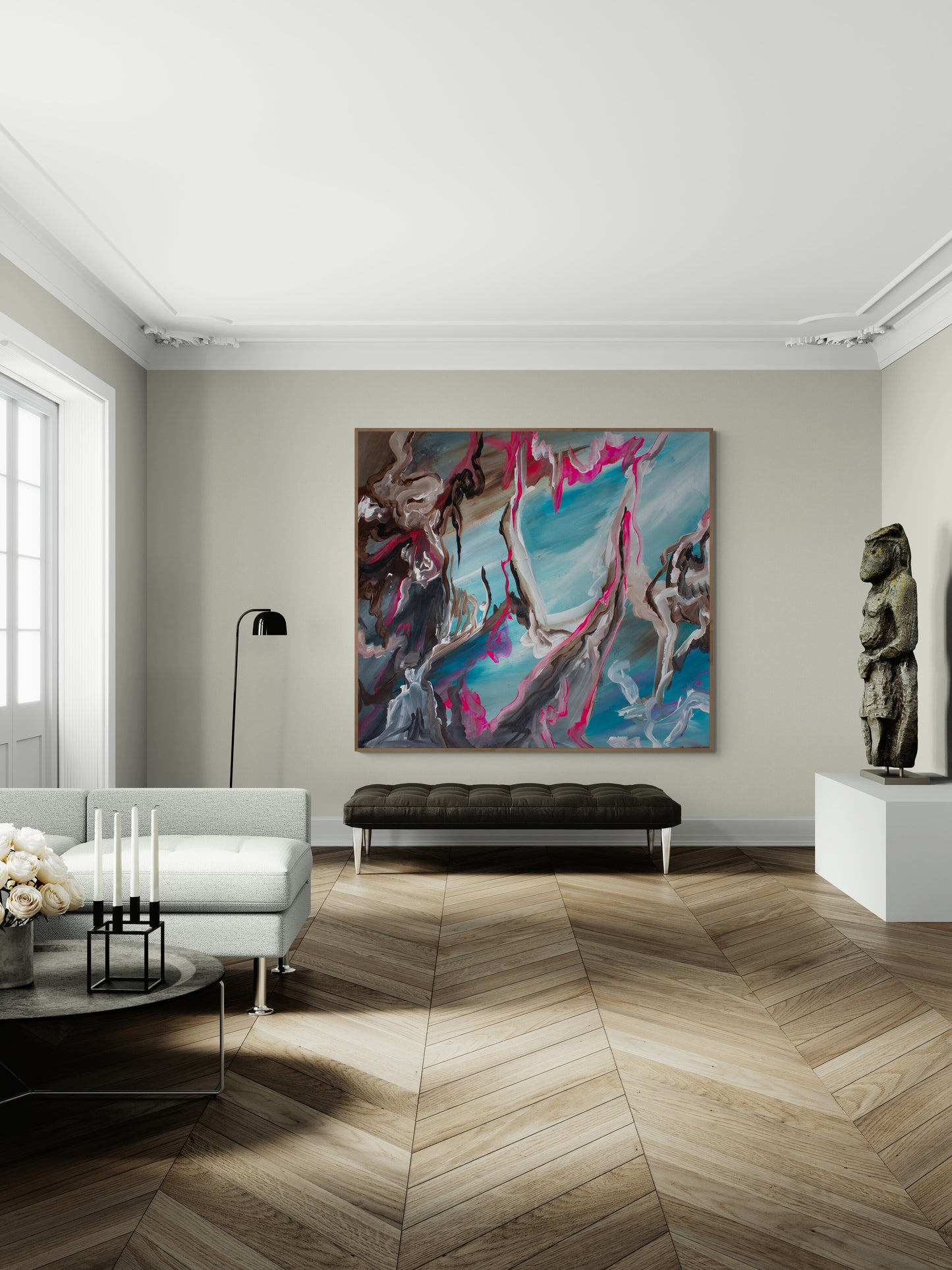 Abstract asian mountains painting canvas art print contemporary