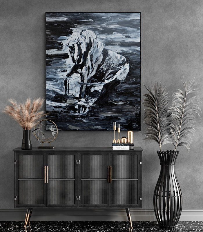 Abstract dancing horse canvas painting print with artistic finish