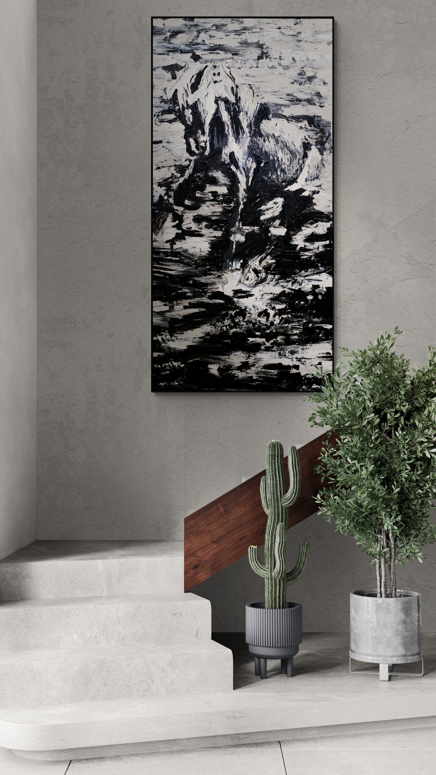 Abstract dancing horse canvas art print with artistic feeling.
