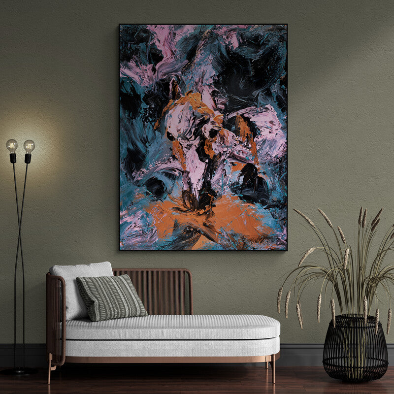 Abstract horse canvas art print with artistic feeling.