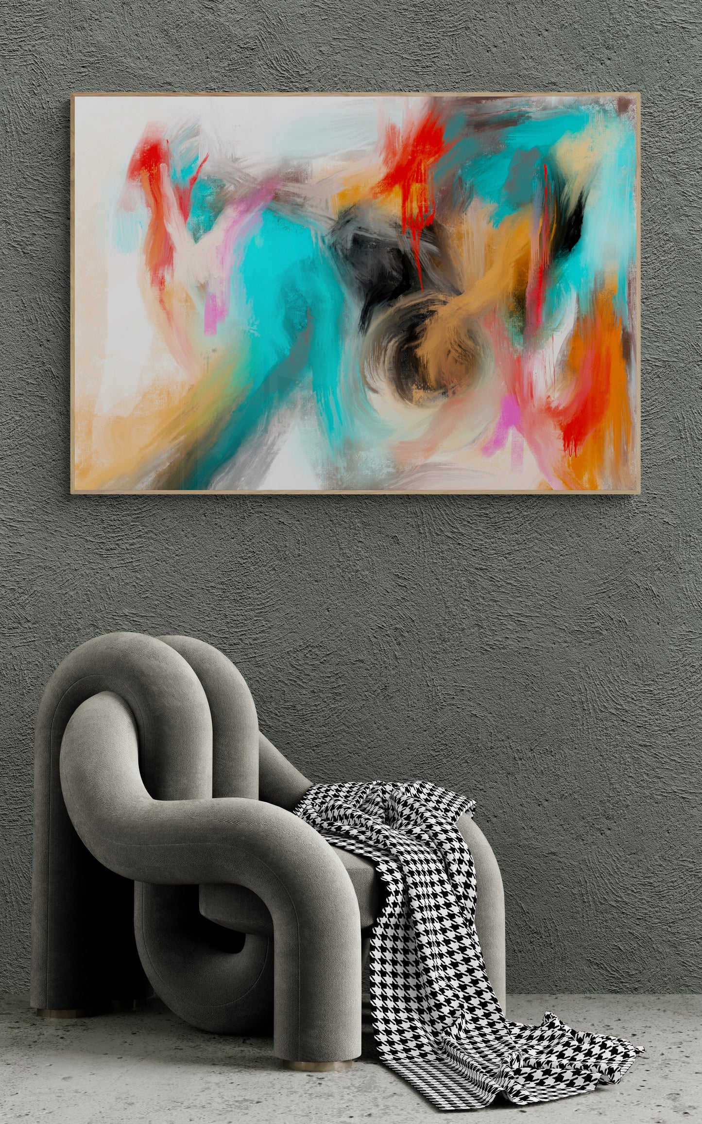 Abstract canvas art work print with artistic finish.