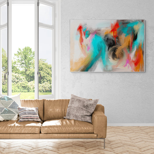 Abstract canvas art work print with artistic finish.