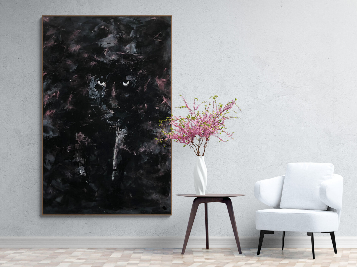 CANVAS PRINT Animal art abstract Black Panther Jaguar "Out from the dark"