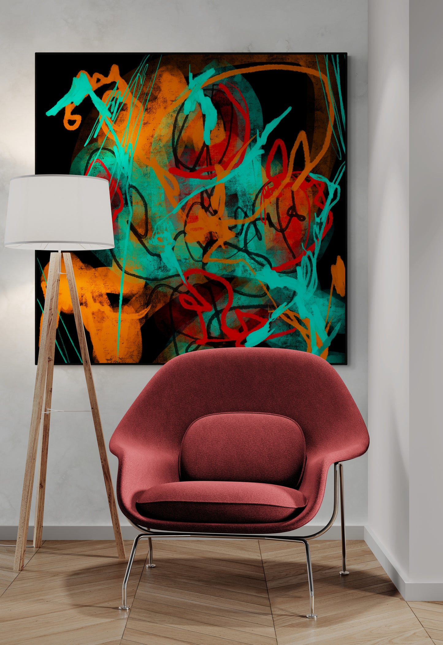 Abstract canvas Colourful art print with artistic finish Scandinavian style