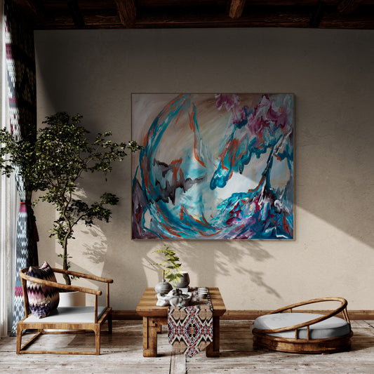 Abstract asian souls painting canvas art print contemporary