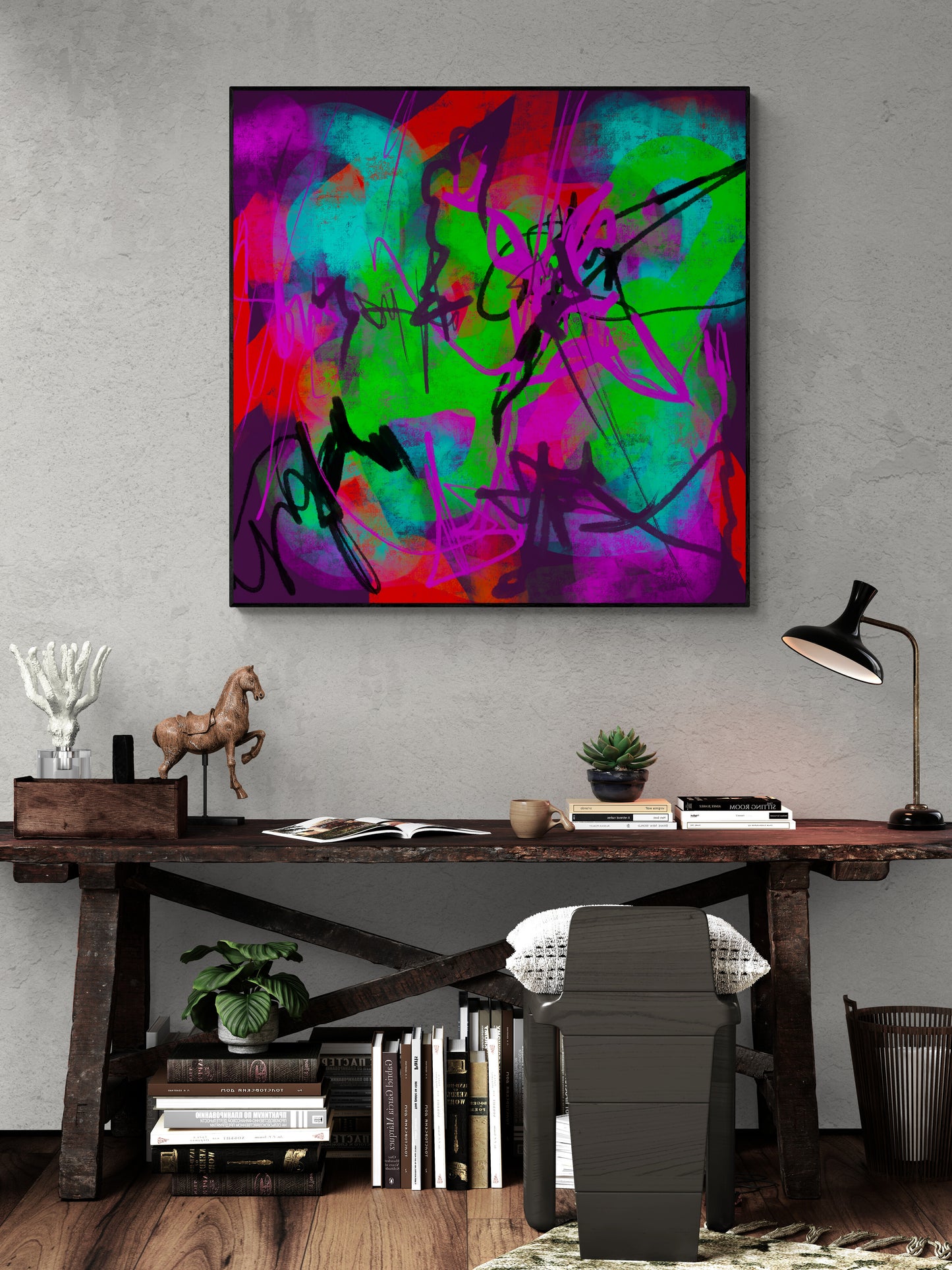 Abstract canvas art print with artistic finish purple wall art Scandinavian style