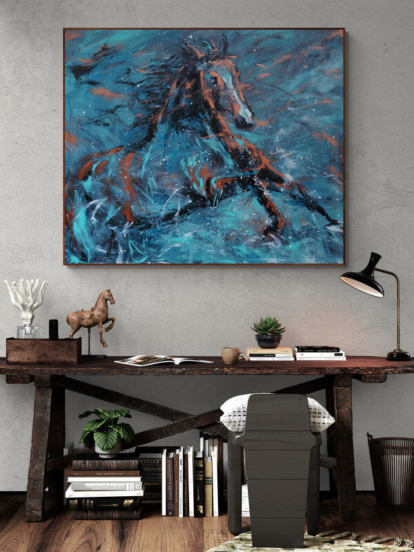 FINE ART PRINT Abstract stallion horse with artistic finish wall art Scandinavian style