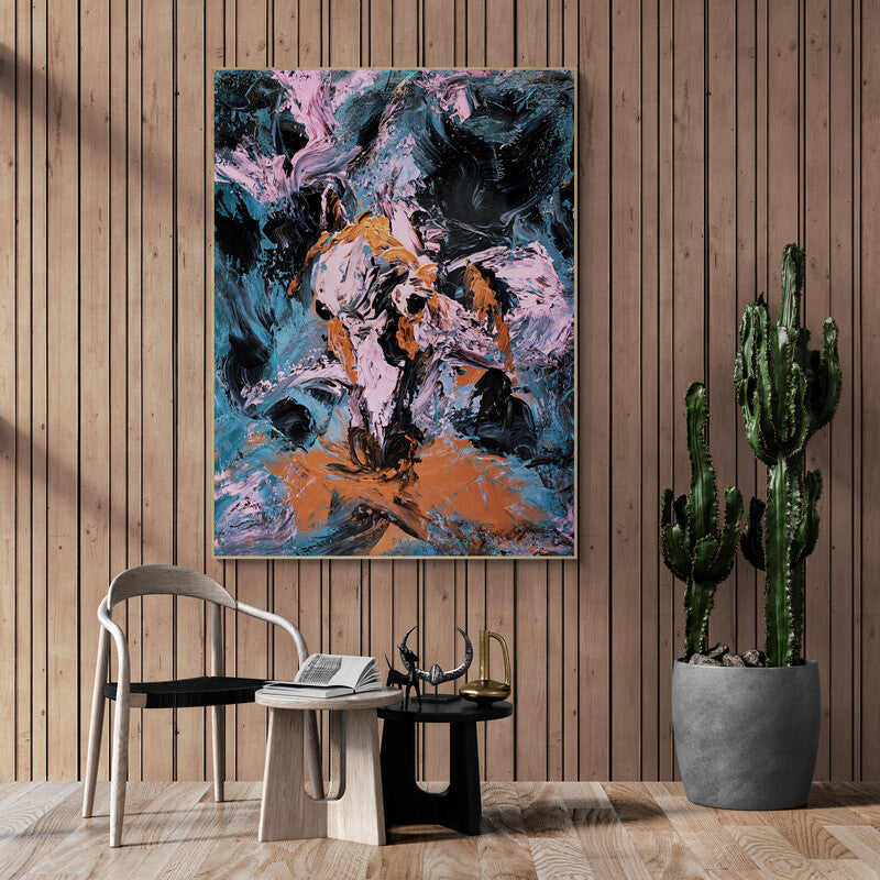 Abstract horse canvas art print with artistic feeling.