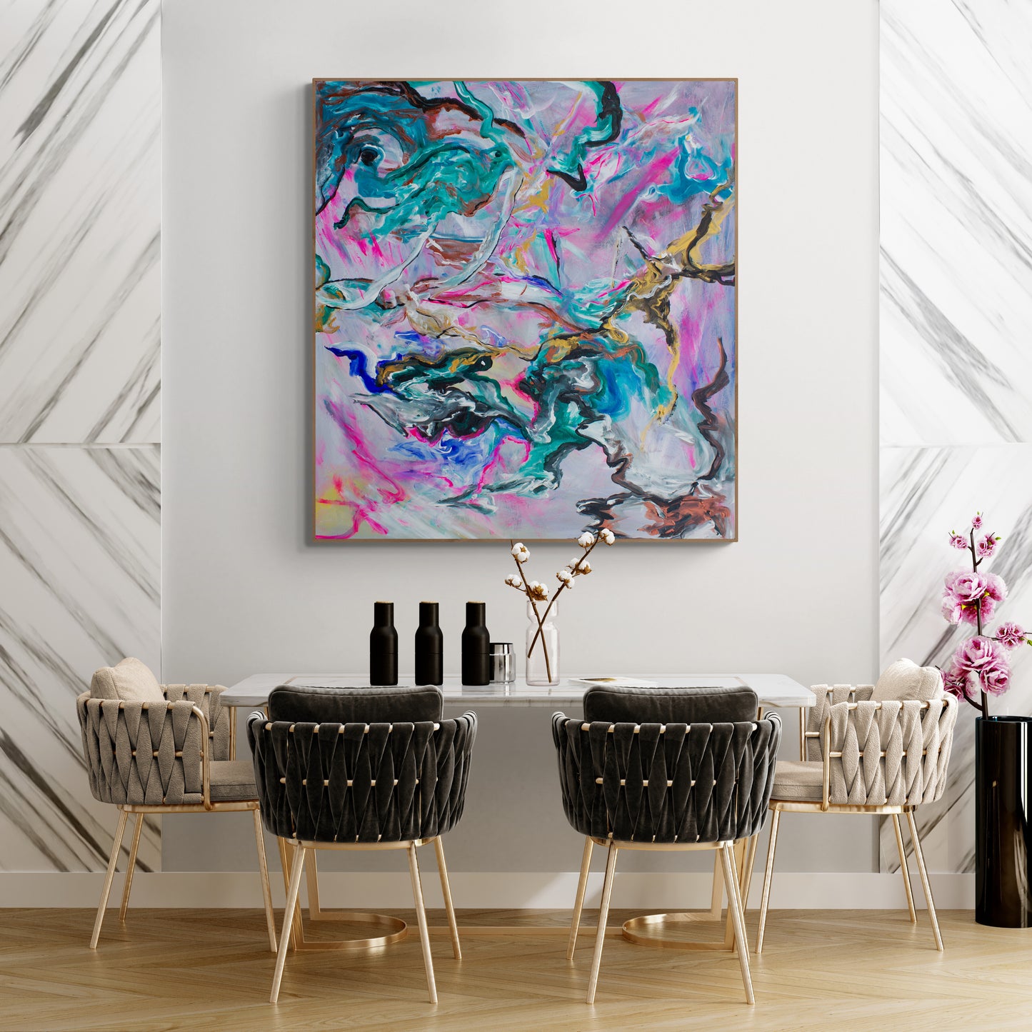 CANVAS PRINT abstract  " Explotion of the soul" with artistic finish wall art Scandinavian style